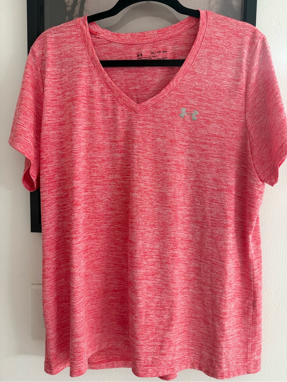 Under Armour Heathered Coral V-Neck Performance Tee